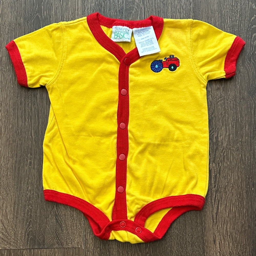 VINTAGE Simply Basic Yellow and Red Kids Bodysuit